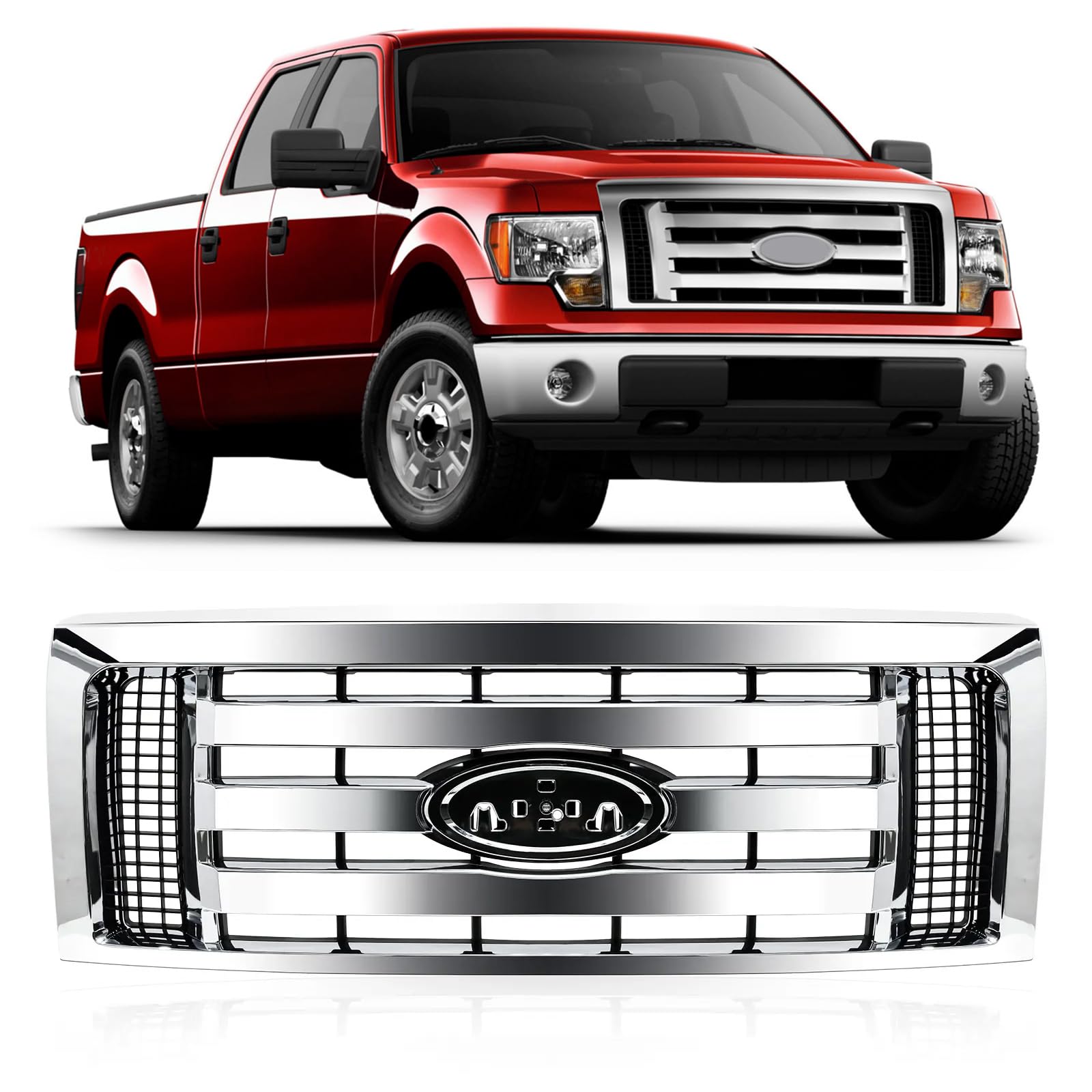 フォード　f150 2009〜2014 ボンネット Amazon.com: HOUGEET Front Bumper Upper Grill Fit For 2009-2014